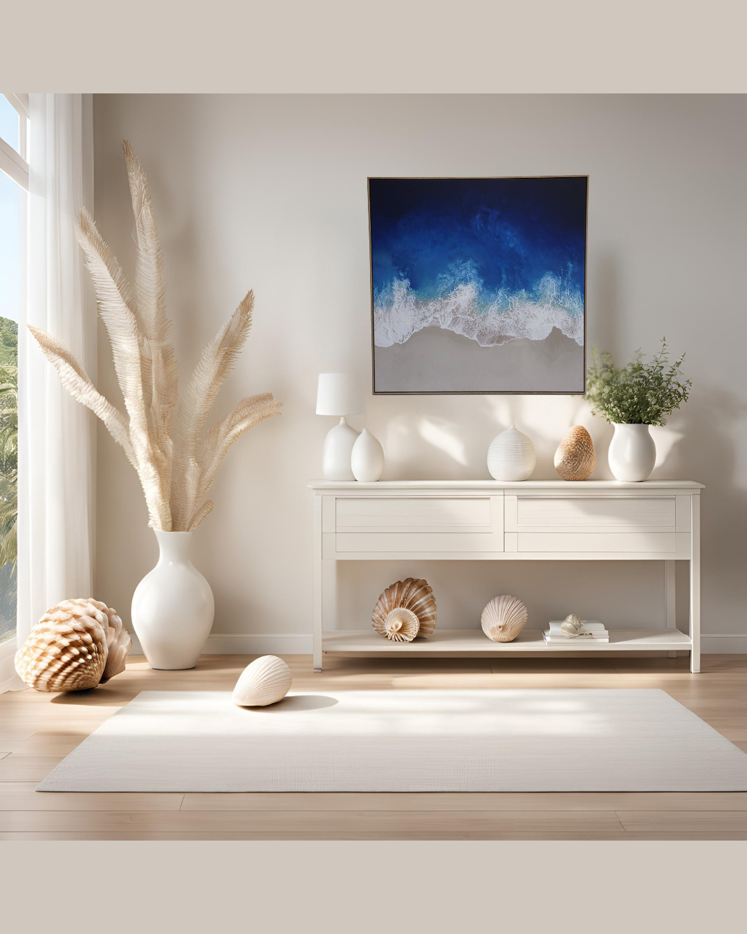 Framed Canvas Artwork - Indigo Ocean Waves I