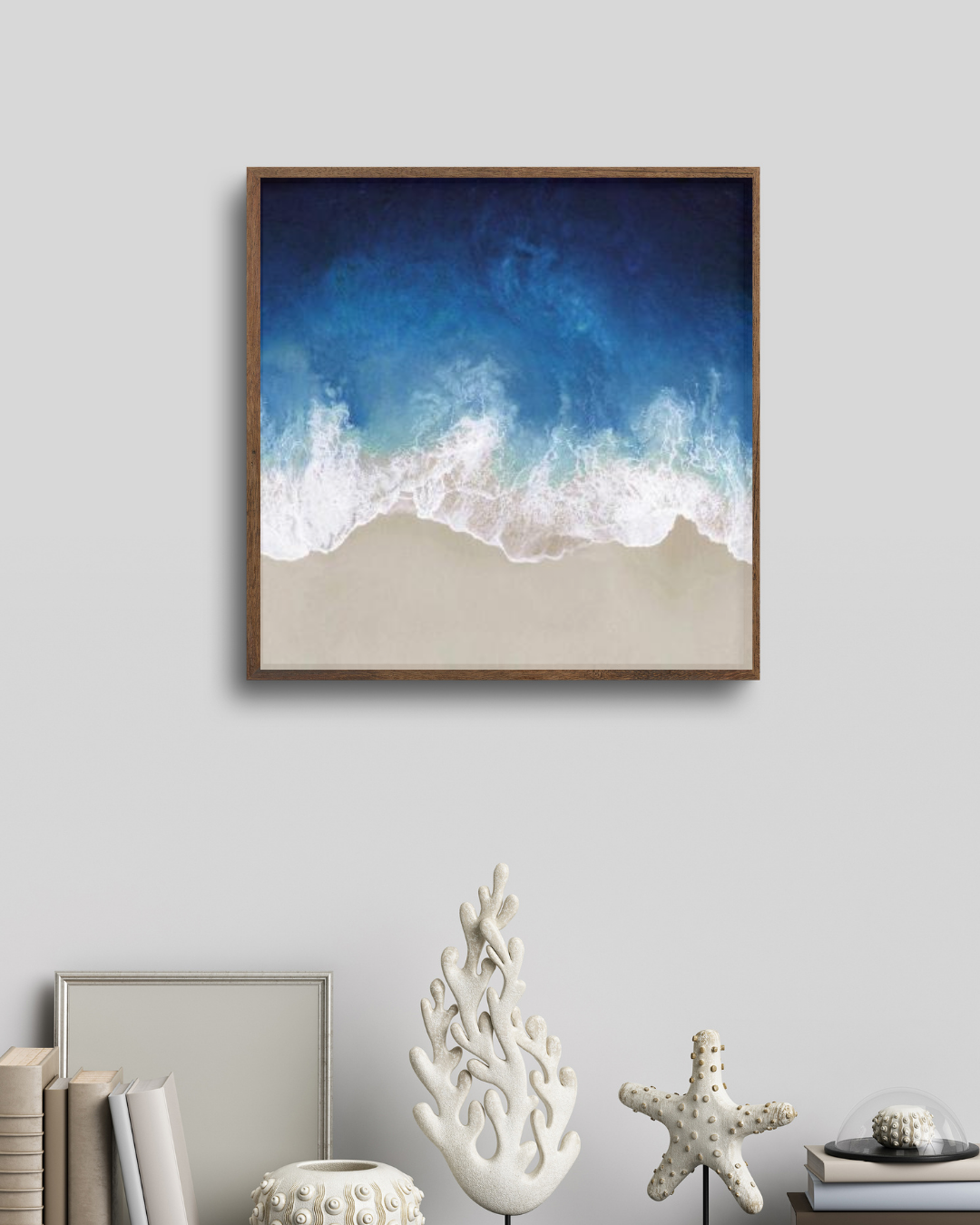 Framed Canvas Artwork - Indigo Ocean Waves I