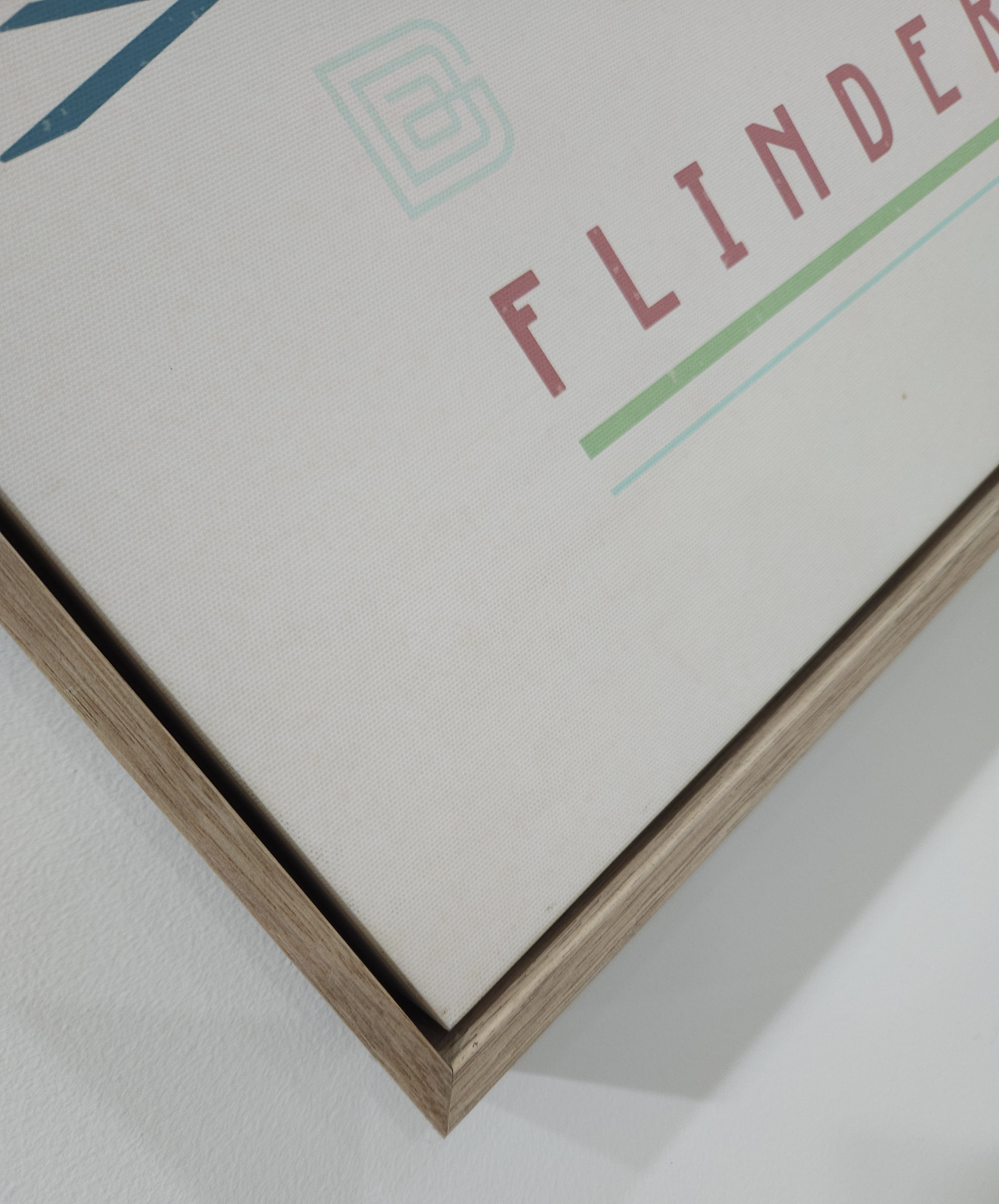 Vintage-Tourism-poster-Melbourne-Tram-Flinders-Street-station-oak-frame-corner