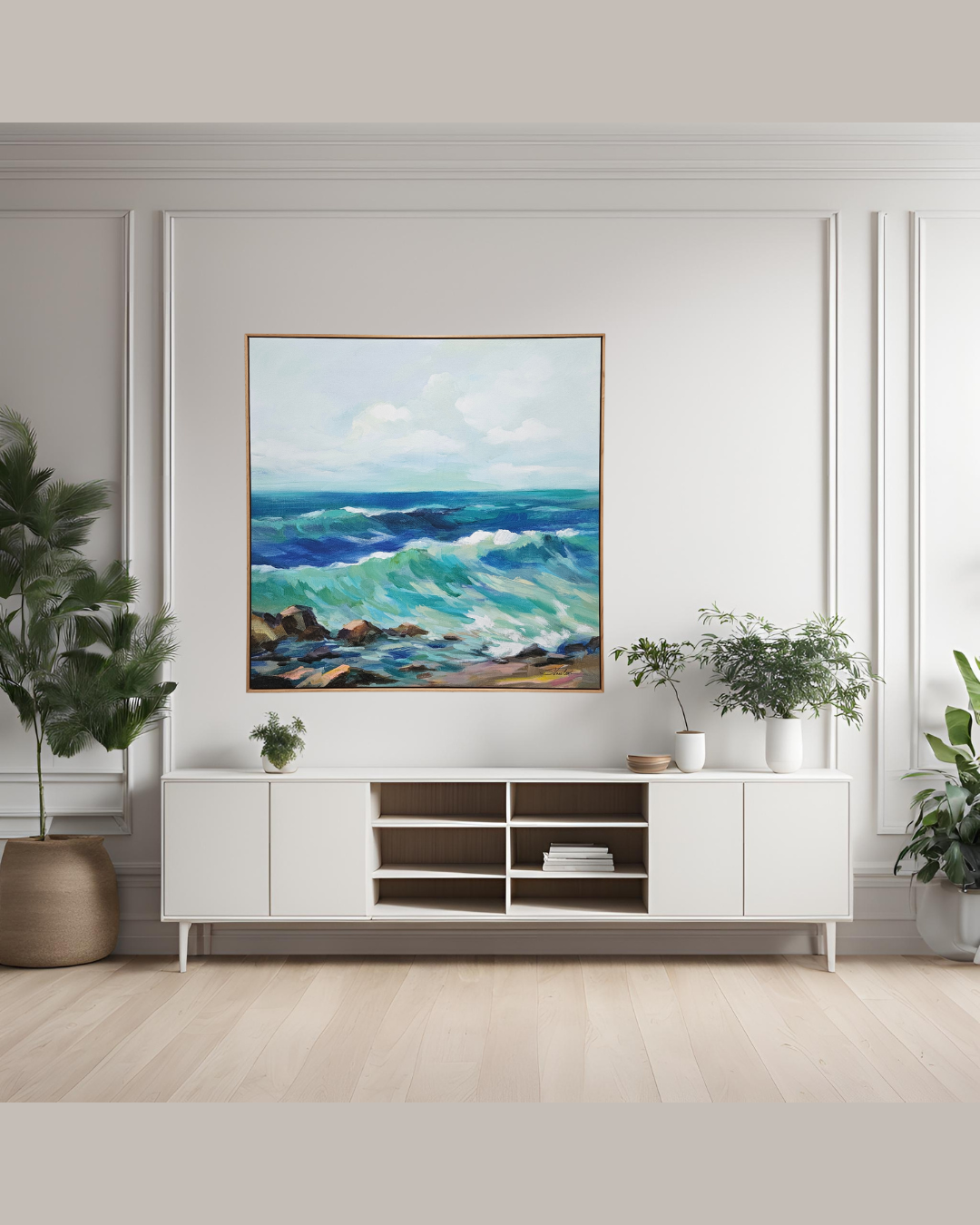 Framed Canvas Artwork - Rocky Beach